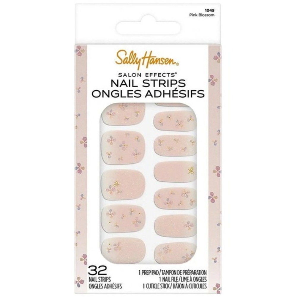 Sally Hansen Salon Effects Nail Strips Pink Blossom 1045 Pale Pink Sparkle